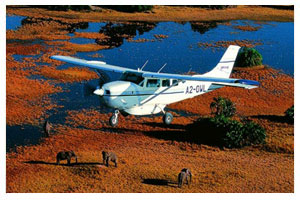 Transfer by light aircraft over the Okvango Delta